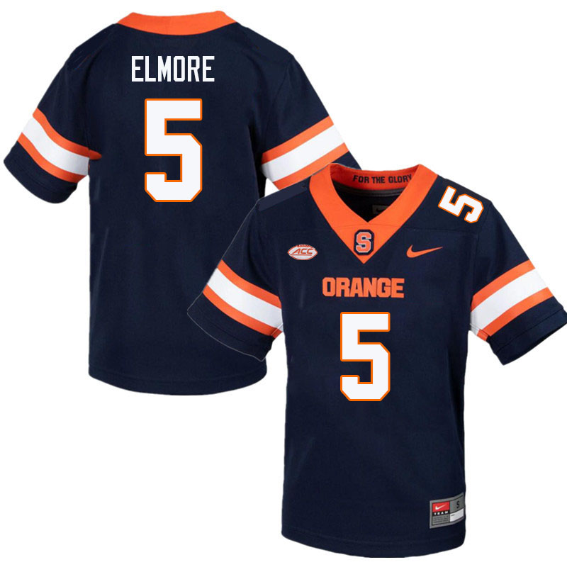 Men-Youth #5 Chris Elmore Syracuse Orange 2023 College Football Jerseys Stitched-Navy